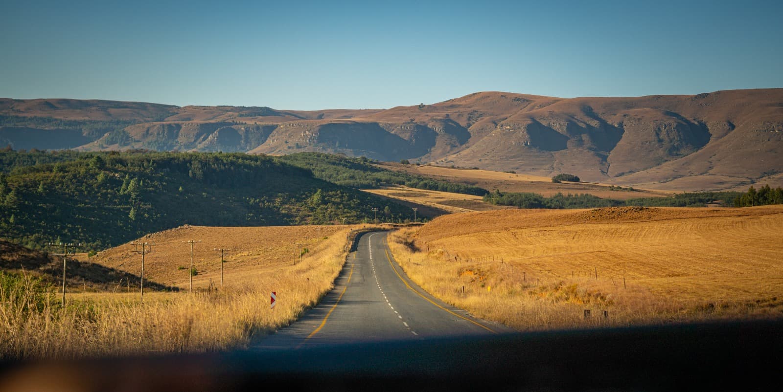 Open road through the South African highlands